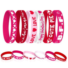 72Pcs Valentine'S Day Party Favors Silicone Bracelets Red Love Heart Wrist Bands for Kids Adults Gift (6 Designs)