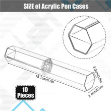 50 Pcs Acrylic Pen Boxes Clear Ballpoint Pen Case Pencil Gift Box Pen Storage Container Hexagon Single for School Office