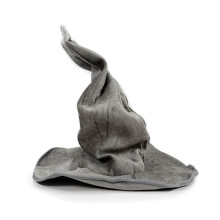 (Gray) Cappello da strega di velluto attorcigliato per Halloween, nero, da mago, stregone o maga, per costume.