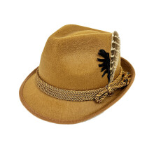 (Camel) Cappello da jazz per la festa della birra tedesca, cappello da alpinista di carnevale con piuma, cappello da spettacolo per adulti