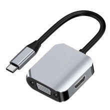 USB C Docking Station, 2 in 1 USB-C to -Compatible VGA Extensor Adapter for Laptop Smartphone