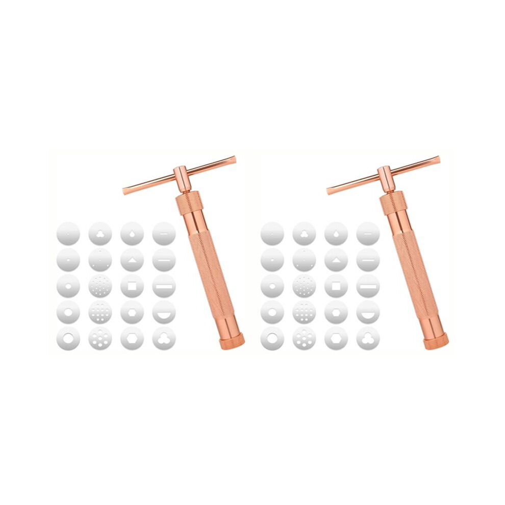 2X Clay Extruder,Fondant Extruder Stainless Steel Clay Extruder With 20 Discs,Sugar Paste Extrude Cake Decorating Tool 6031710310923