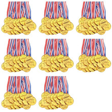 Confezione da 240 Medaglie Premio In Plastica D'Oro per I Vincitori per Bambini - Perfette per Sport, Competizioni e Bomboniere