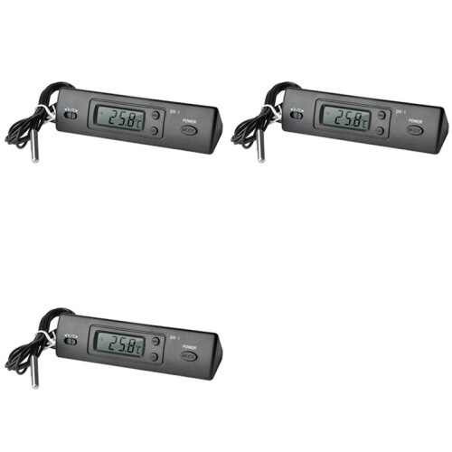 3X -1 Car Thermometer LCD Display C/F Clock Temperature Sensor Controller Indoor Outdoor Thermostat with Probe