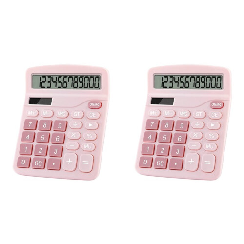 2X 12 Digits Electronic Calculator Solar Calculator Dual Power Calculator Office Financial Basic Desk Calculator-