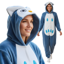 Kigurumi pyjamas kostume med ugle, størrelse M: 155 - 165 cm