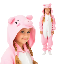 Kigurumi pyjamas kostume forklædt lyserød gris 135-145cm