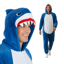 Kigurumi Pyjamas Kostume Blå Haj L: 165-175cm
