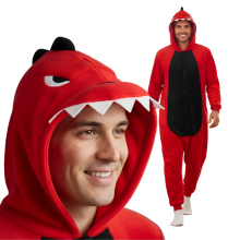Kigurumi-pyjamas i rød dinosaur-stil XL: 175 - 185 cm
