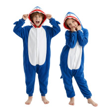 Kigurumi pyjamas kostume marineblå haj børn 115 - 125 cm