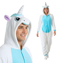 Kigurumi pyjamas kostume med hvid enhjørning XXL: 185 - 195 cm