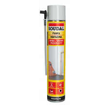 SOUDAL LAVTRYKSSLANGEMONTERINGSSKUM 750ml GUL VINDUER OG DØRE