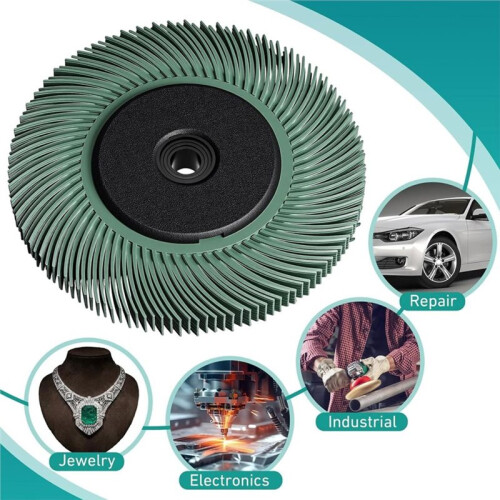Escova de Cerdas Radiais de 6 Polegadas, Disco de Cerdas de Nylon para Polimento de Metal e Remoção de Ferrugem, Verde 2