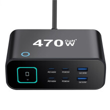Ultra-Draagbare 470W GaN Snellader TFT Digitale Weergave USB-C PD 6-Poorts 4C2A Desktop Opladen voor Telefoon VS