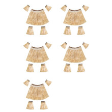 5X Gonna un Maniche Lunghe nel Erba Hawaiana Braccio Elastico Piedi Copertura Copertura Gonna nel Erba Hula Costume da Ballo Spiaggia Vacanze Estive
