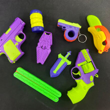 8 PCS Fidget Toy Gun, 1911 Stress Shot Toy Gun Set for Adults & Kids, 3D Printed Peace Pistol Magnetic Fidget Slider Toy