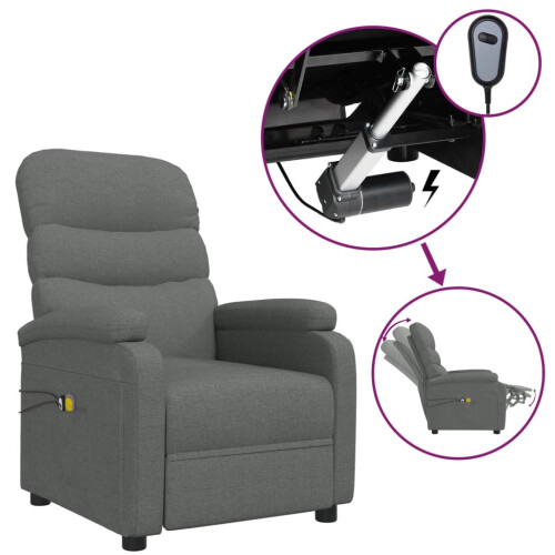 VidaXL vidaXL Massagesessel Elektrisch Dunkelgrau Stoff
