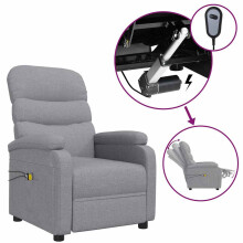 vidaXL Massagesessel Elektrisch Hellgrau Stoff