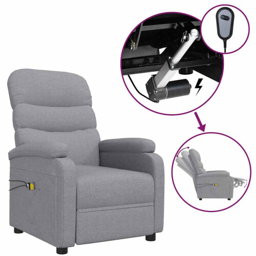 VidaXL vidaXL Massagesessel Elektrisch Hellgrau Stoff