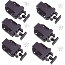 Touch Release Catch Latch, Push To Open Catch Lock With Automatic Pop-up Function Cabinet Lock, Push Latch For Cupboard, Drawer, 6 Packbrown