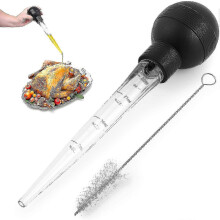 Turkey Baster With Cleaning Brush - Food Grade Syringe Baster For Cooking Ideal With Butter Dripp - CHUN
