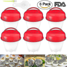 Boiled Eggs Non-stick Silicone Container Set Of 6 - Egg Cooker Hard Boiled Eggs Without The Shell 6 Egg Cups - Red_fs