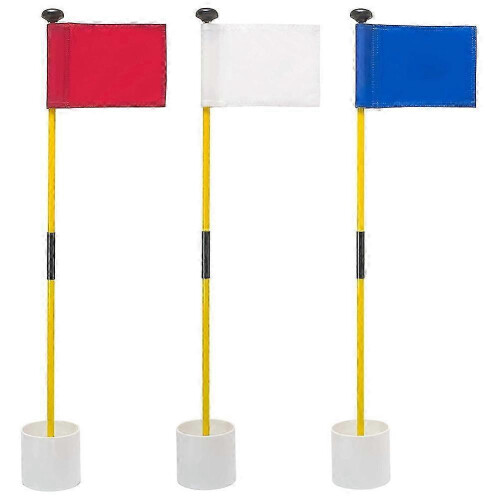 3 Pcs Backyard Practice Golf Hole Pole Cup Flag Sticks, Golf Putting Flagpoles