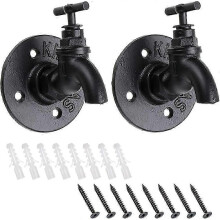 Vintage Industrial Metal Wall Hooks Set of 2 - Heavy Duty Rustic Coat Hangers, Space Saving Home Organization Decor