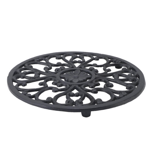 Carved Trivet Mat Iron Round Shape Vintage Pattern Multifunctional Modern Kitchen Trivet 1