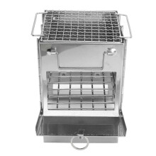 Camping Wood Stove Foldable Stainless Steel Integrated Mini BBQ Grill for Warm Outdoor Picnic