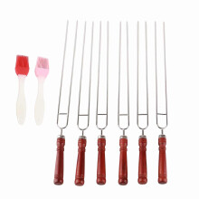 6Pcs BBQ Stainless Steel Barbecue Fork 2Pcs Silicone BBQ Brush Barbecue Tool