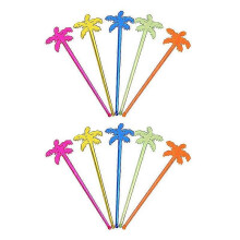 25 Pcs Coffee Mixer Wand Stirrer Cooking Swizzle Stick Stirrer Straws Neon Palm Tree Plastic Coffee Stirrers