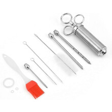 1 Set Meat Syringe - Turkey Needle Seasoning Tool Kit,Stainless Steel Meat Injector for Turkey, Brisket, Beef, Barbecue