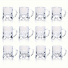 12PCS Mini Beer Mug Shot Glass Set Clear Steins with Handles