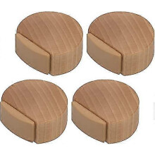 Wooden Adhesive Door Stopper for Flooring & Parquet - Elegant Discreet Doorstop - Set of 4 (Beech)
