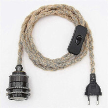 Vintage Hemp Rope Pendant Lamp Kit DIY Single Head Hanging Light