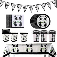 74-Piece Panda Themed Party Decorations and Tableware Set for Boys and Girls Perfect for a Birthday Celebration with a Panda Theme