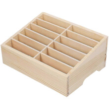 Office Mobile Phone Organizing Box Wooden Multi-grid Cell Phone Storage Box