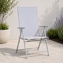 Outdoor Garden Patio Multi Position Reclining Folding Chair in Grey
