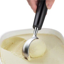2X Pelle à Glace en Acier Inoxydable, Cuillère à Glace Professionnelle, Grandes Cuillères à Glace avec Poignée en Caoutchouc Antidérapante