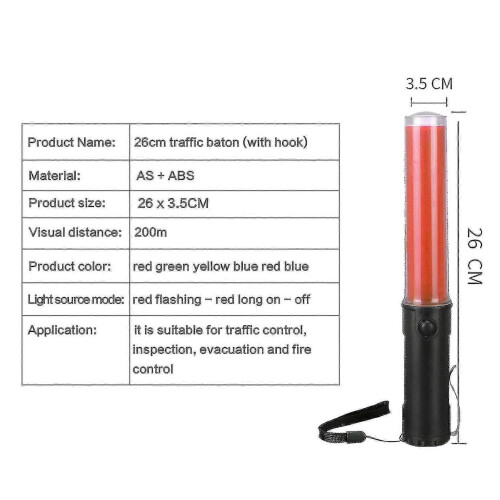 26cm Traffic Baton Led Safety Command Warning Stick Fire Control Emergency Fluorescent Rod(red) 2