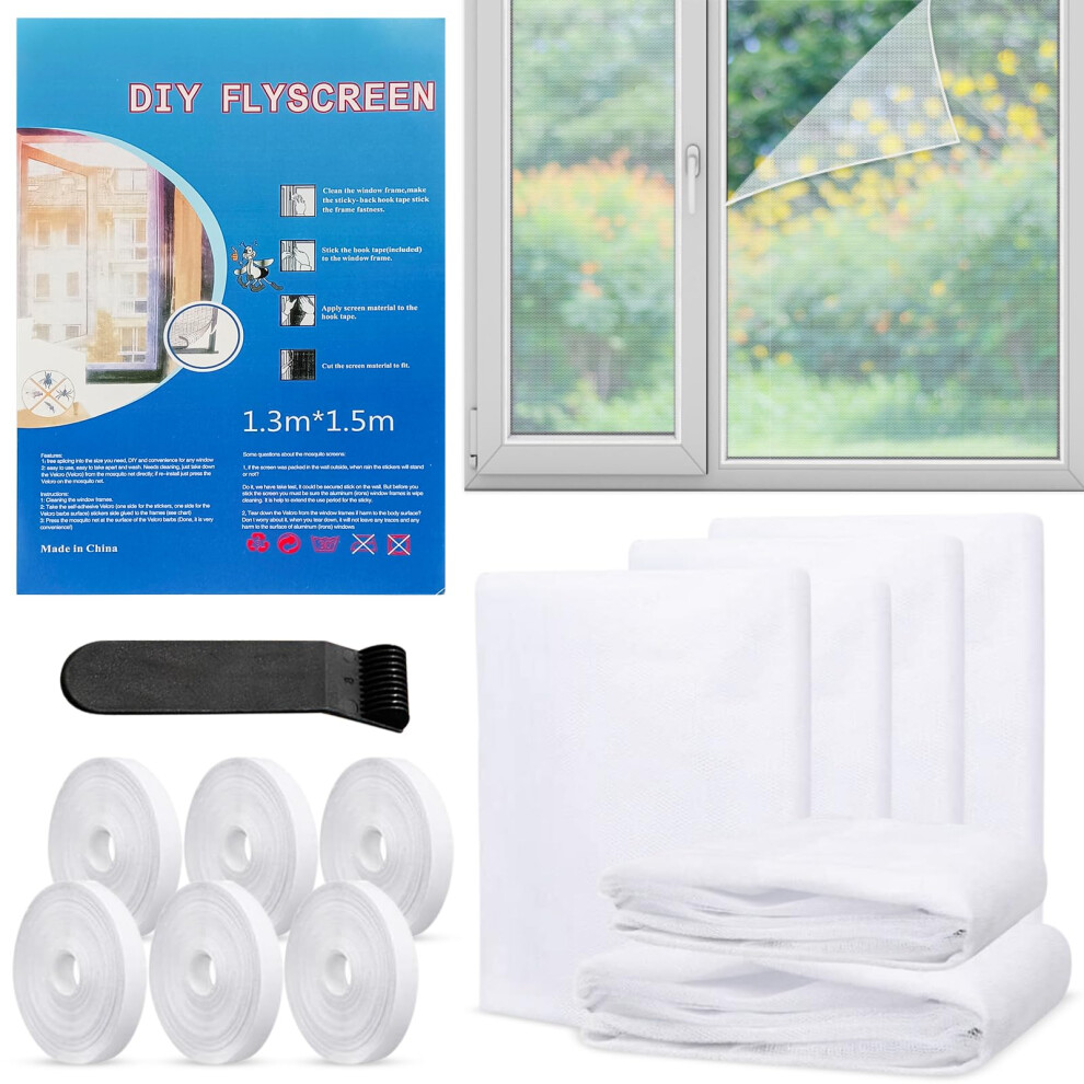 6 Pcs Fly Screens For Window, Window Netting For Insects 130X150cm, Window Net, 5000009828358