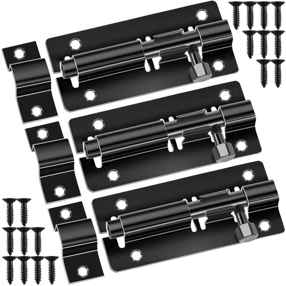 Door Lock Bolts Gate Bolt 3Pcs (4'') 100Mm Heavy Duty Door Security Bolts Barrel 5000459851913
