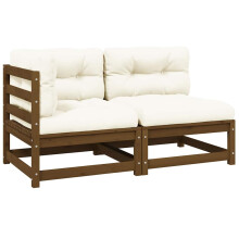 vidaXL 2tlg. Garten-Lounge-Set mit Kissen Honigbraun Massivholz Kiefer