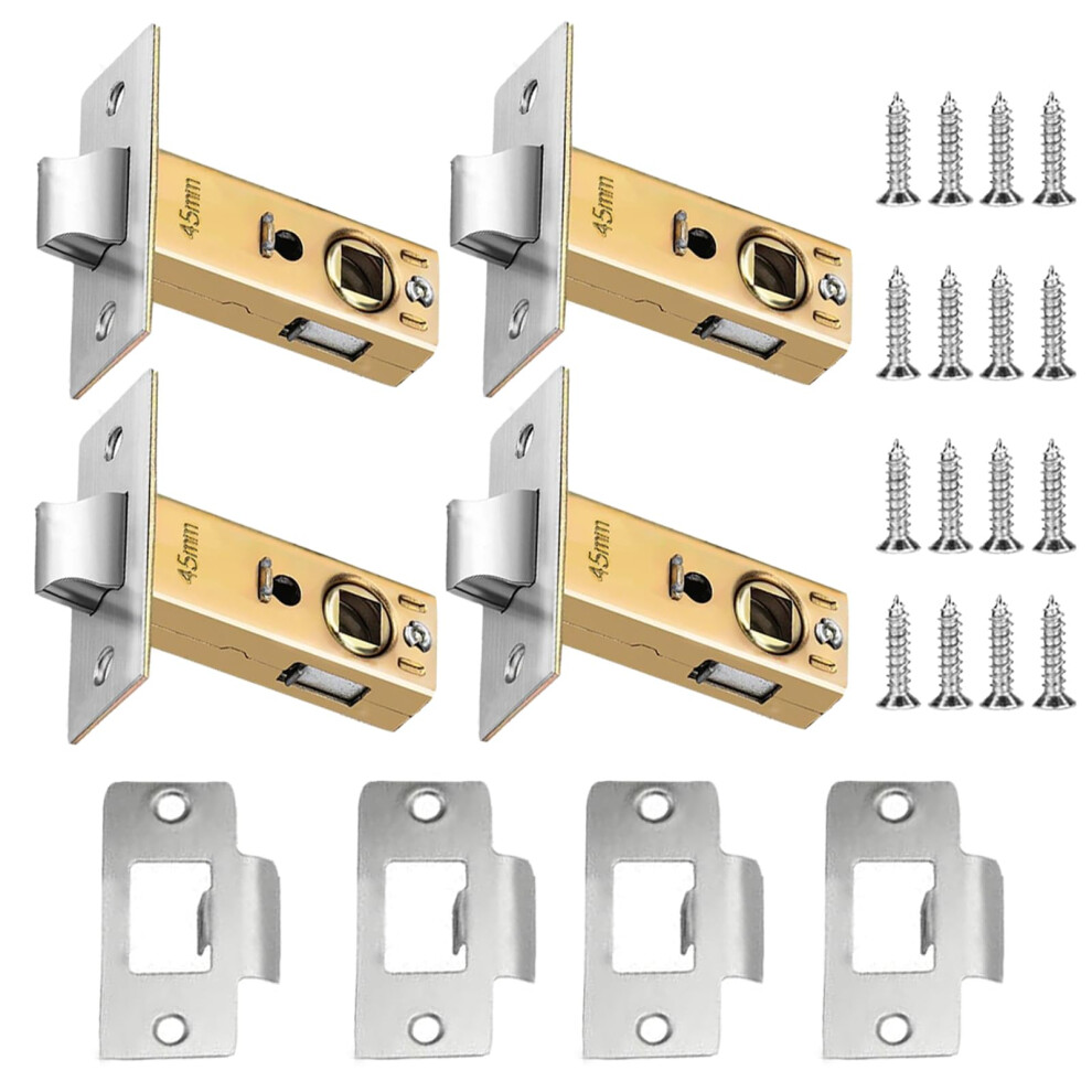 4 Set 45Mm Tubular Latch,Internal Door Lock Mortice Latch Mute Door Sprung Latch 5009349183073