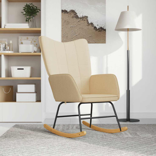 VidaXL vidaXL Schaukelstuhl Creme Stoff
