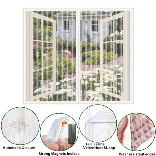 Risareyi Magnetic Fly Screens for Windows 155x150cm, White 2