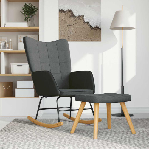 VidaXL vidaXL Schaukelsessel mit Hocker Dunkelgrau Stoff