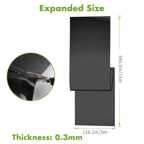 Black Heavy Duty Polythene Sheeting, Extra Thick Waterproof Plastic Cover, Garde 2