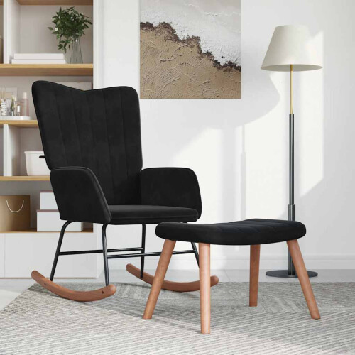 VidaXL vidaXL Schaukelstuhl mit Hocker Samt Schwarz
